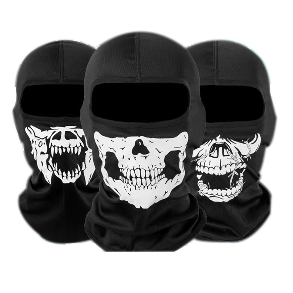 Skull Black Ghosts Printed for Cosplay Party Halloween Bike Cycling Outdoor Skateboard Hiking Skiing Tube mask Motorcycle Balaclava Full Face Mask