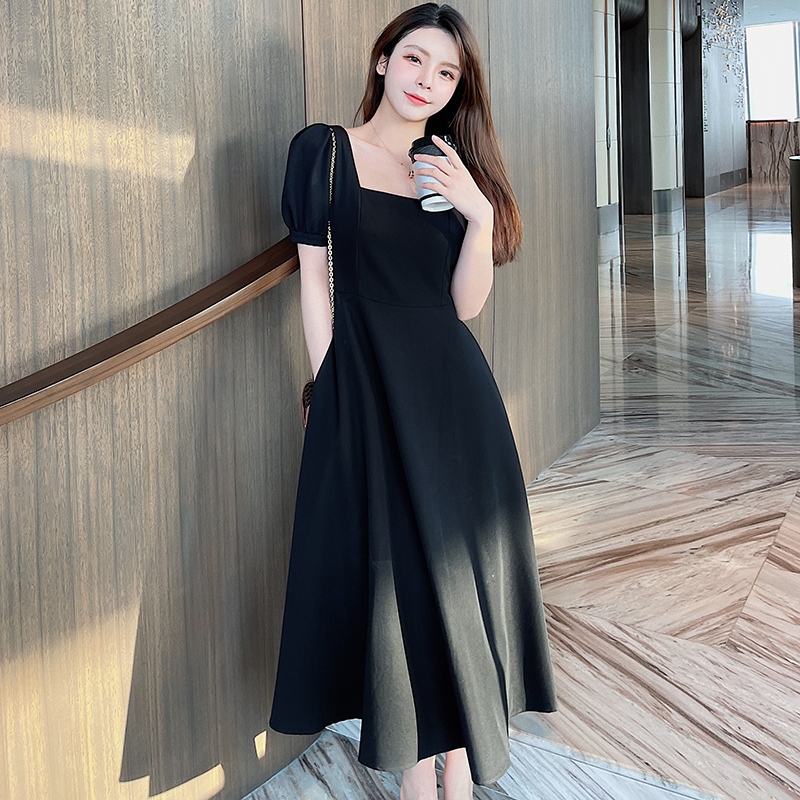 retro vintage dress plus size casual dress french elegant white dinner dress women party bridesmaid dress girl black evening dress long dress korean style woman黑色连衣裙 氣質