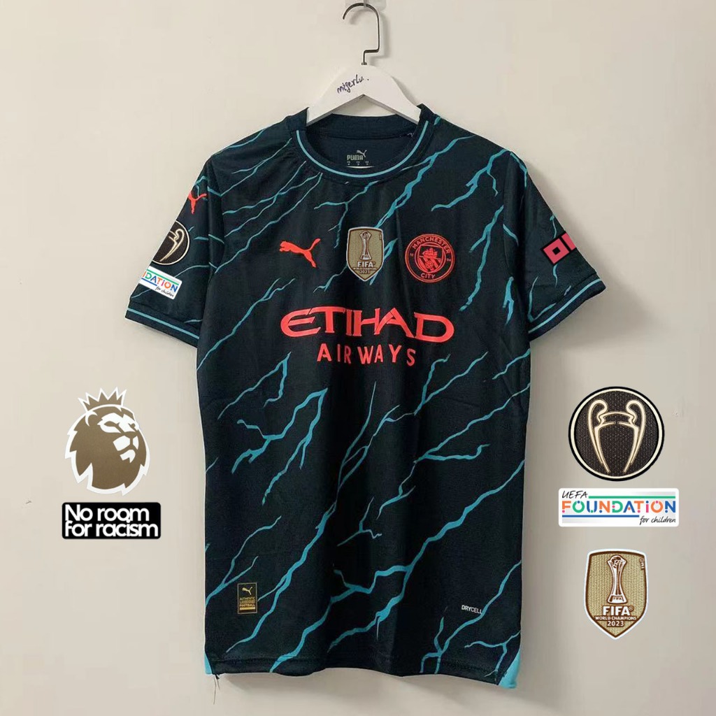 Man City Third away 23/24 FANS ISSUE football jersey kit S-4XL、Can add your name and number