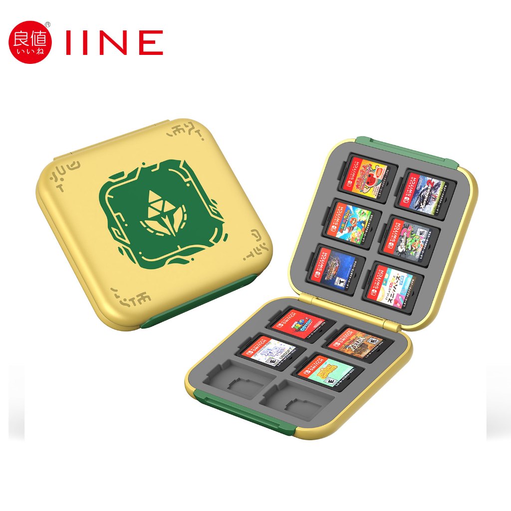 IINE Golden-Green Cassette Box 12 Card Case Compatible Nintendo Switch Game Cards
