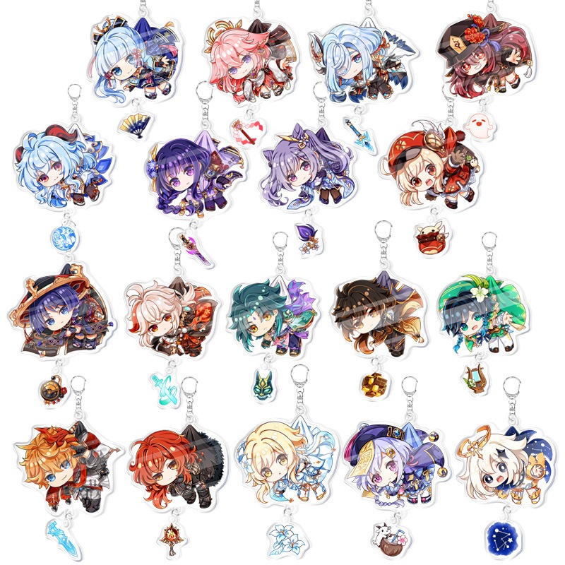 Anime keychain Genshin Impact Keychain Wanderer  Raiden Shogun Hutao Kaedehara Kazuha Xiao Yoimiya Cartoon Pendant Keyring 原神旅行者流浪者可莉散兵钥匙扣