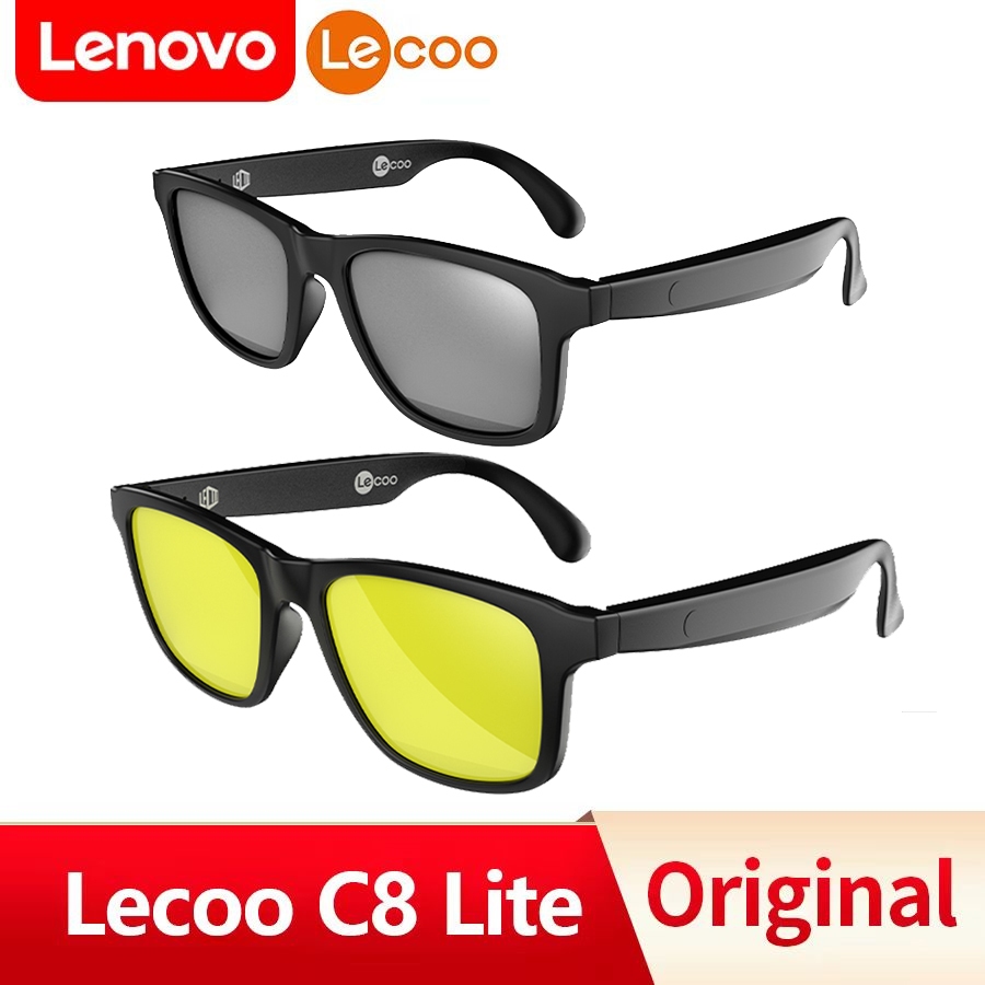 Lenovo Lecoo C8 Lite Smart Glasses Headset Wireless Bluetooth 5.3 Sunglasses Outdoor Sport earphones Calling Music Anti-Blue Eye