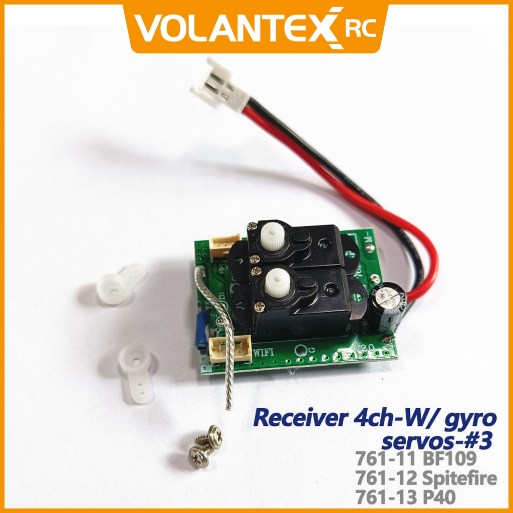 Volantex RC Airplane Parts 4CH Receiver With Gyro And Servos for 761-4 sport cub 500/761-5 P51 Mustang 761-6 Ranger 400/F22/F4U Corsair