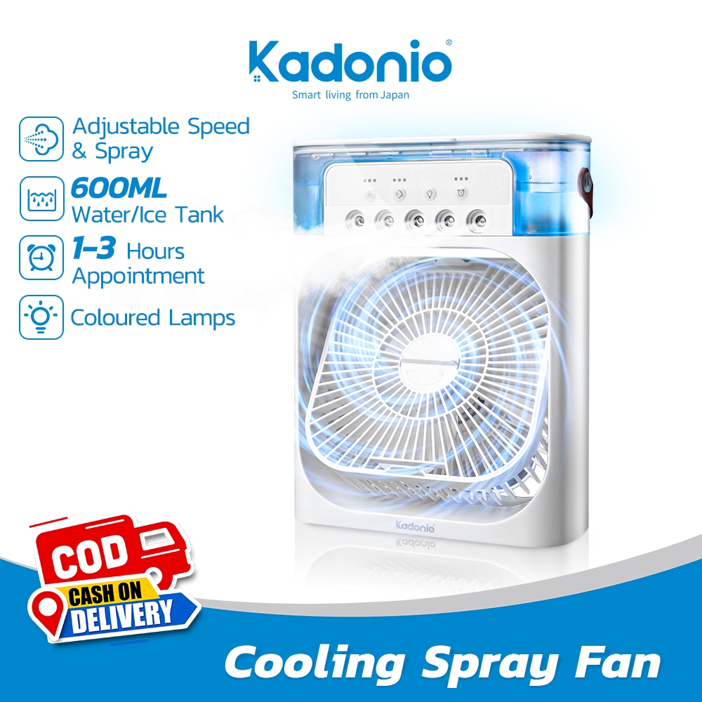 KADONIO 3 in 1 Air Cooler Fan Desk Fan Portable Air Conditioner USB Mist Table Fan Cooling Fan with Light USB Mini Portable Fan FN49