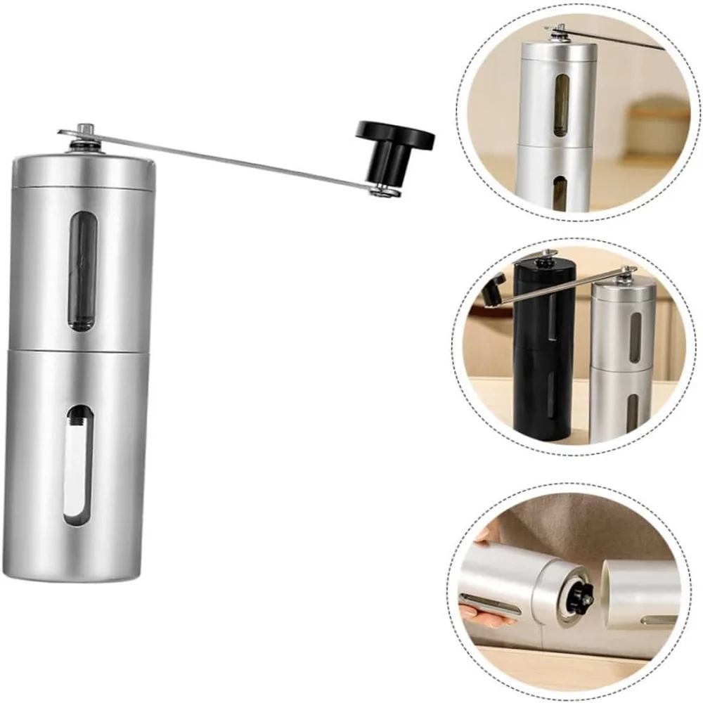 Manual Coffee Grinder Ceramic Burr Adjustable Coarse to Fine Coffee Bean Hand Grinder 304 Stainless Steel