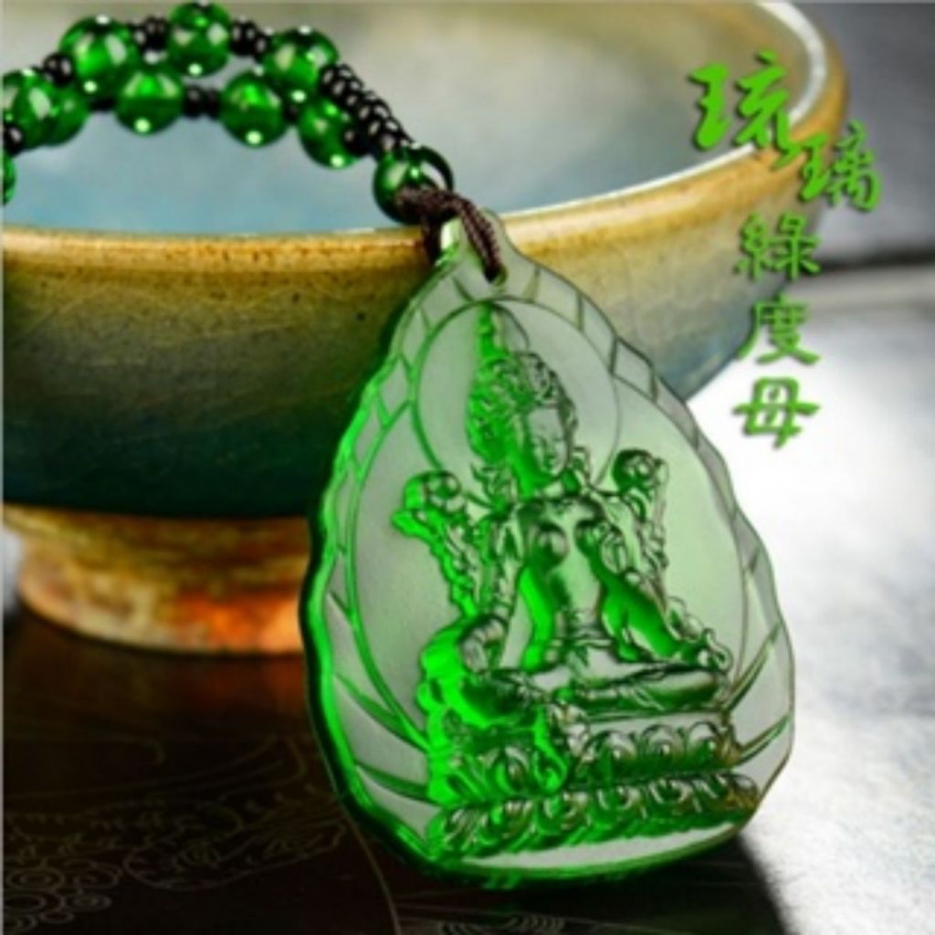 Manjusri Bodhisattva Green Tara Pharmacist Buddha Statue Necklace Light Luxury Small Tall Pendant Temperament已开光文殊菩萨绿度母药师佛神像项链轻奢药师佛小众高张吊坠气质高级感饰品女天然水晶 吊坠摆件