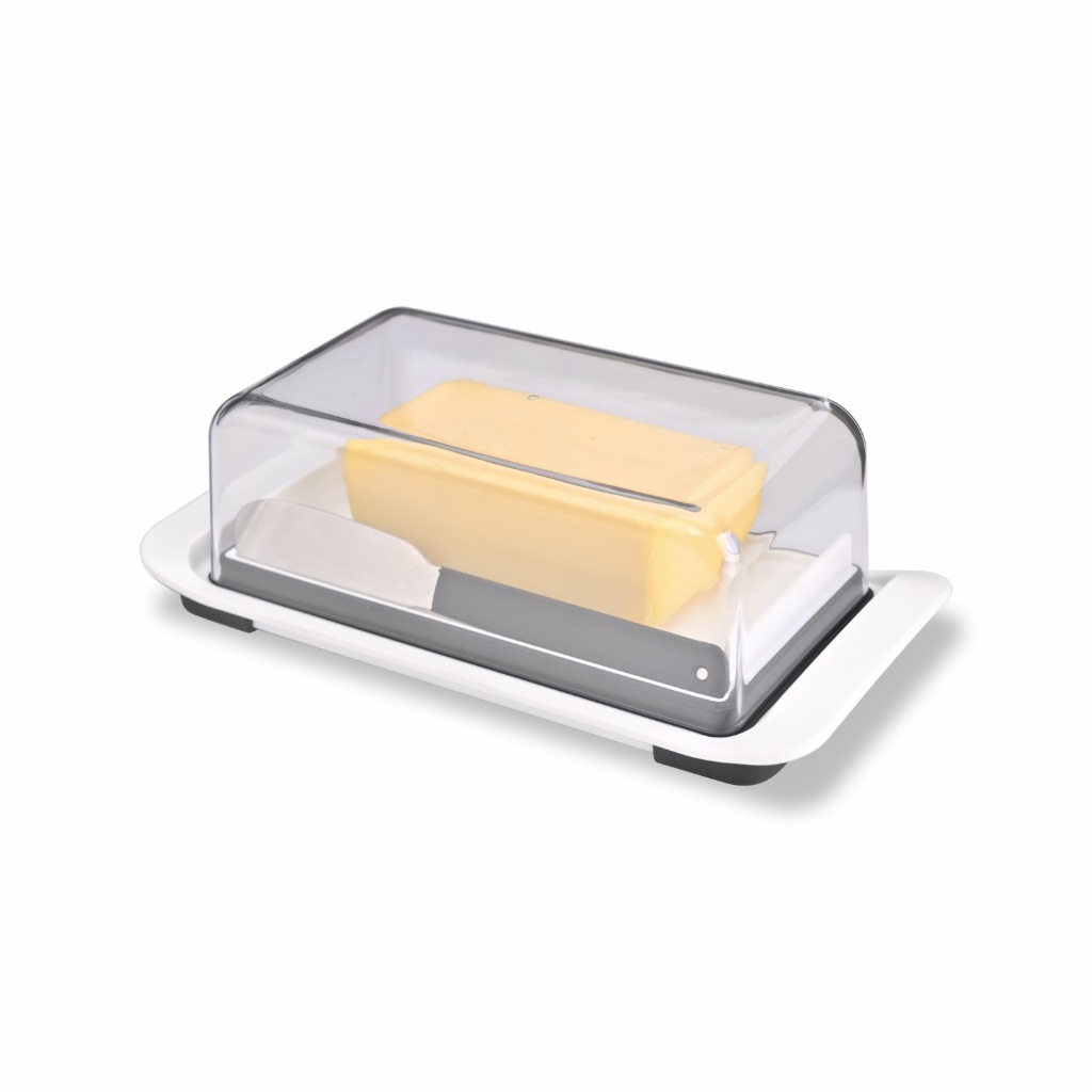 Airtight Butter Dish with Lid for Countertop and Fridge Dishwasher Butter Holder Tray with non-slip Feet holds and Butter Knife