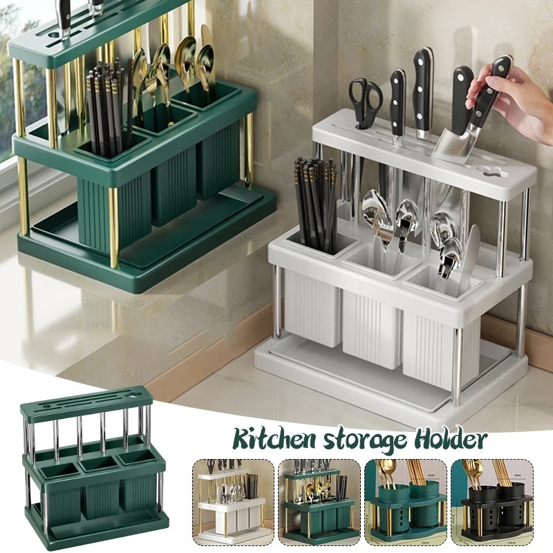 24H SHIPINGKitchen Rack Cutlery Chopstick Drainer Holder Rak Pisau Rak Dapur Holder Rak Sudu Cutlery Fork Spoon Knife Storage Rack