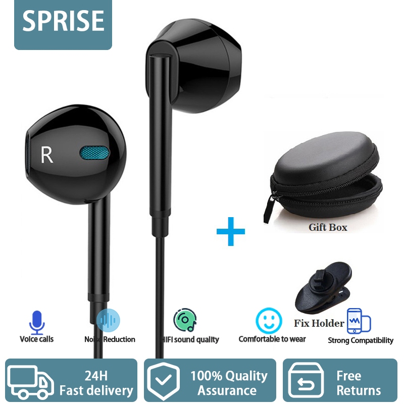 SPRISE Noise Cancelling Wired Earphone With Mic Original Stereo Bass In-Ear Earfon Earpiece Headset 有线耳机