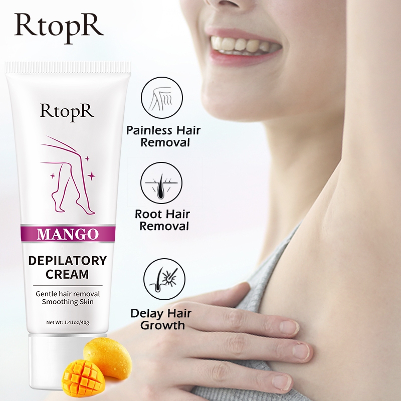 RtopR Mango Body Hair Removal Cream Painless Fast Gental Hair Removal Safe Without Burn for Men and Women (40g)