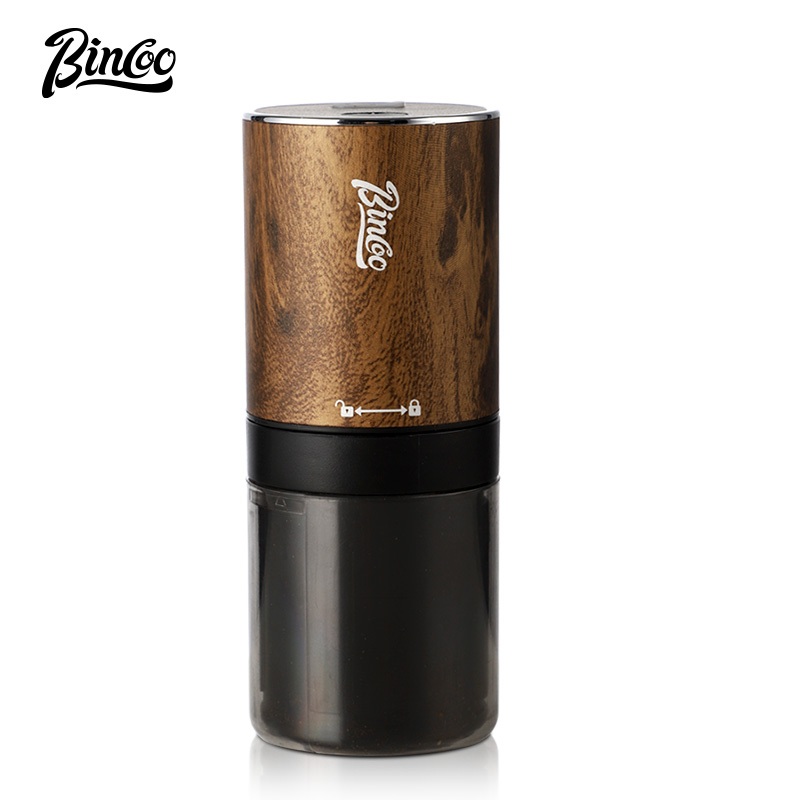 BINCOO Electric Bean Grinder Steel Burrs Coffee Bean Grinder Mini Household Portable Wood Grain Grinding Coffee Appliance