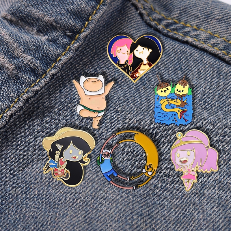 American Anime "Adventure Time" Ax Bass Enamel Brooch Vampire Playing Guitar Backpack Badge Clothing Accessories Gift Jewelry for Friends