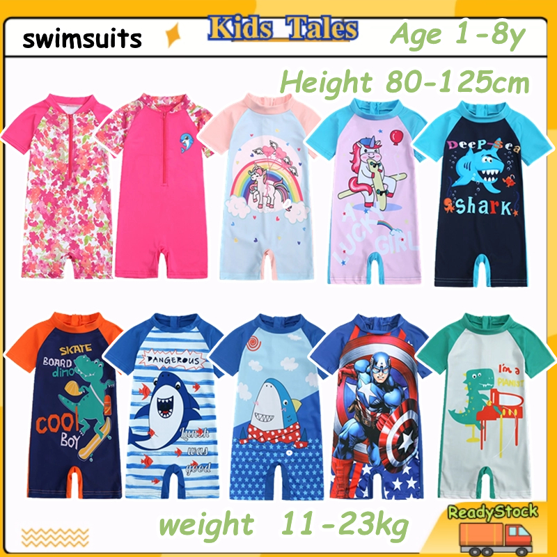 1-8y kids one piece swimsuit Swimwear kids Boy and Girl warm diving suit boys and girls flat angle swimsuit Korean version baby sun protection surfing suit