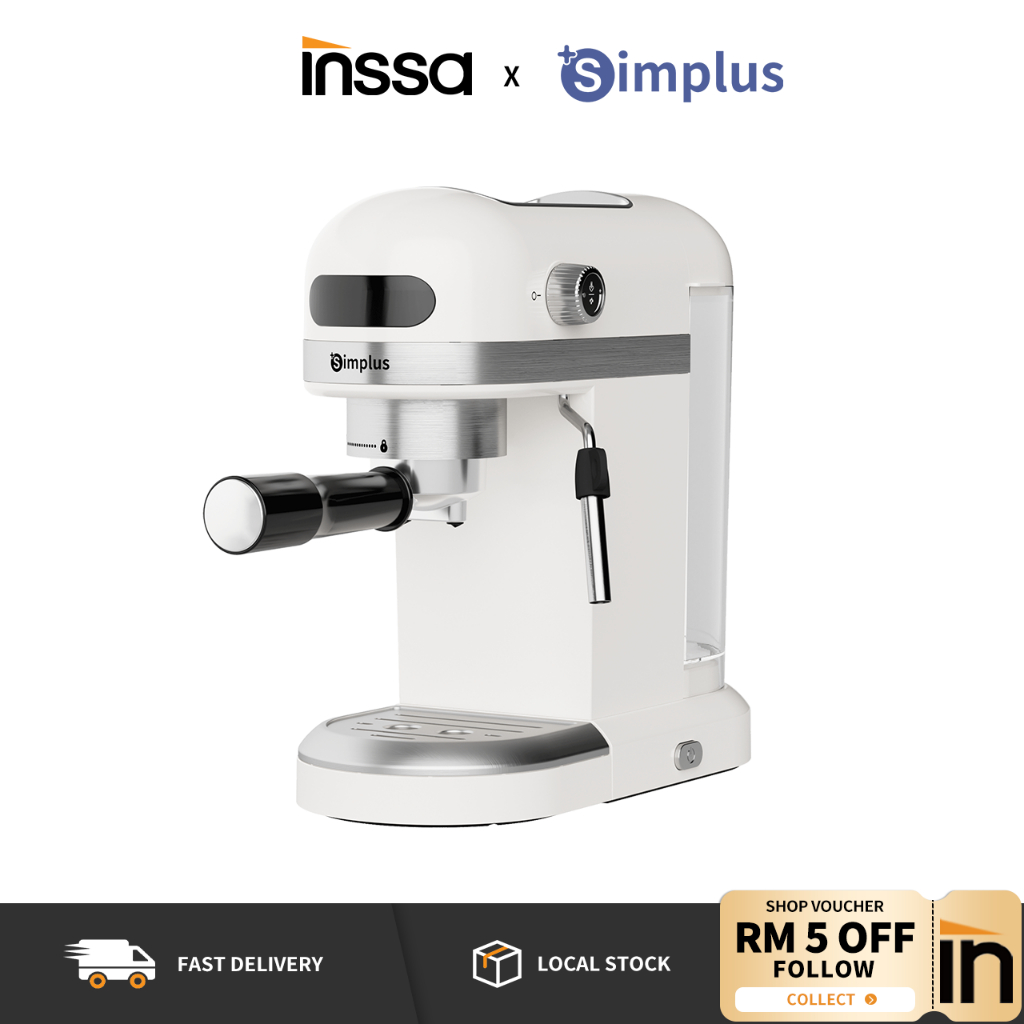 INSSA Espresso Coffee Machine Milk Frother Semi-Automatic 20BAR Pressure 92℃ Constant Extraction