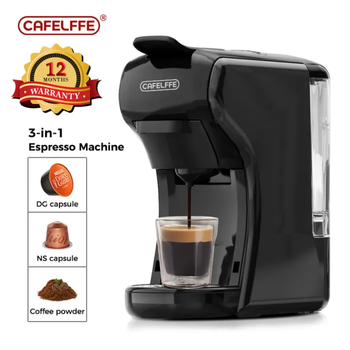 Cafelffe Multiple Capsule Coffee Machine 19bar Espresso Coffee Maker For Nespresso & Dolce Gusto and Coffee Powder For Home& Small Office Mesin Kopi Espresso