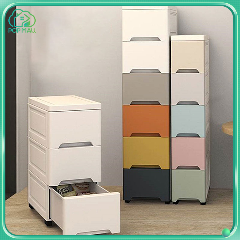 POP Plastic Drawer Cabinet Kitchen Gap Storage Cabinet Drawer With Wheels Space Saver Slim Cabinet 收纳置物柜