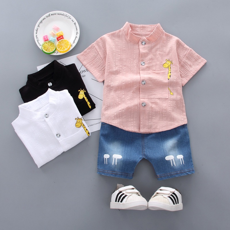 0-4Y 2PCS Baby Terno For Bboy Summer Short-sleeved Cotton Animal Print Pattern T-shirt +Short Set