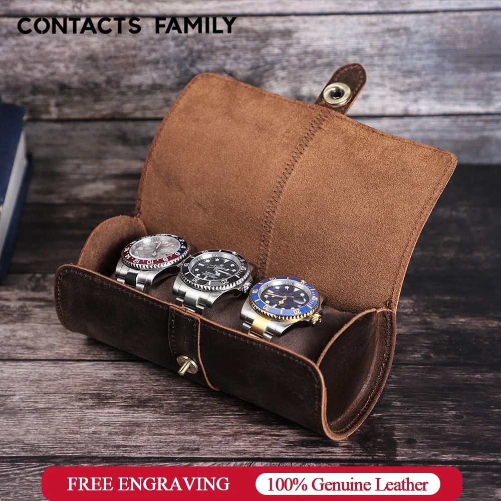 CONTACT'S Family 3 Slot Watch Roll Case Chic Display Pouch Organizer