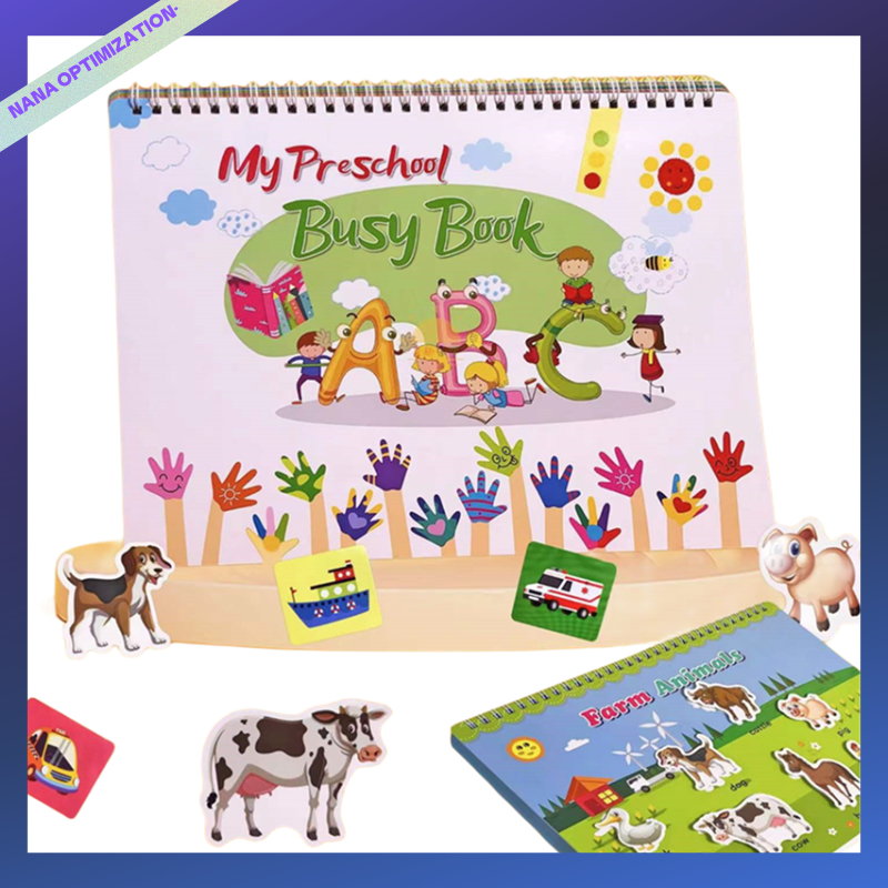 Montessori Cognitive Quiet Card Pairing Toys Toddler Puzzle 2-3-4 Years Old Baby Enlightenment Cognitive Early Education Children DIY Repeated Sticker Puzzle