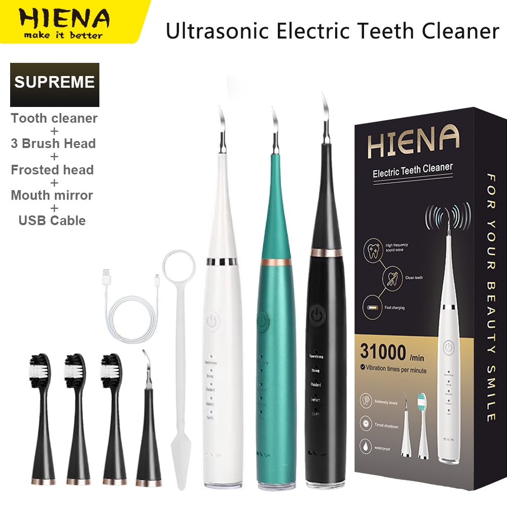 HIENA Teeth Cleaner Tartar Ultrasonic Tooth Cleaner Teeth Whitening Dental Scaler Tartar Remover Usb Electric Tooth Brush Electric Toothbrushes for Adult