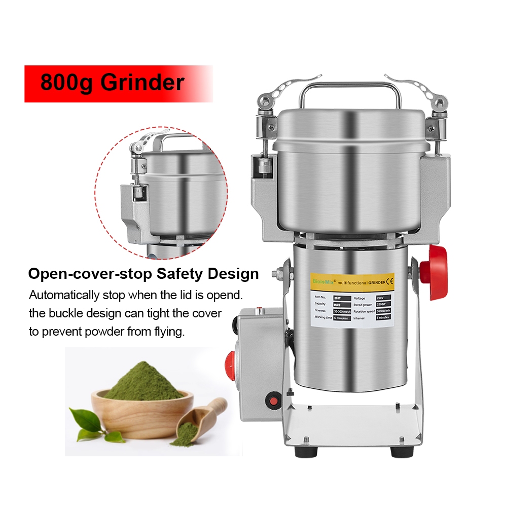 BioloMix 800g Grinder Grains 2500W Stainless Steel Spices Hebals Cereals Coffee Dry Food Grinder Mill Grinding Machine Gristmill Flour Powder crusher