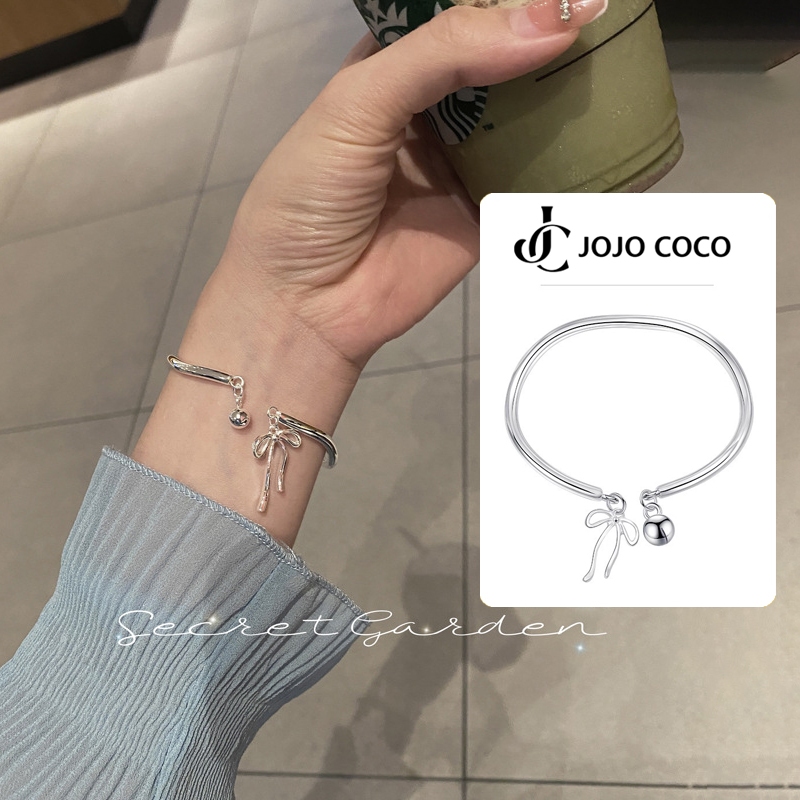 JOJO COCO Bow Knot Bell Bracelet Niche Sweet Princess Bracelet Versatile Girlfriend Mobius 925 Silver Bracelet