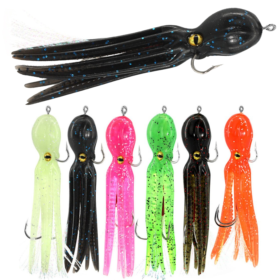 1PCS Octopus Sinking Fishing Lure 110mm 22g Long Tail Soft Baits Simulation Artificial Silicone Sinking Swimbait Bass Fishing Tackle