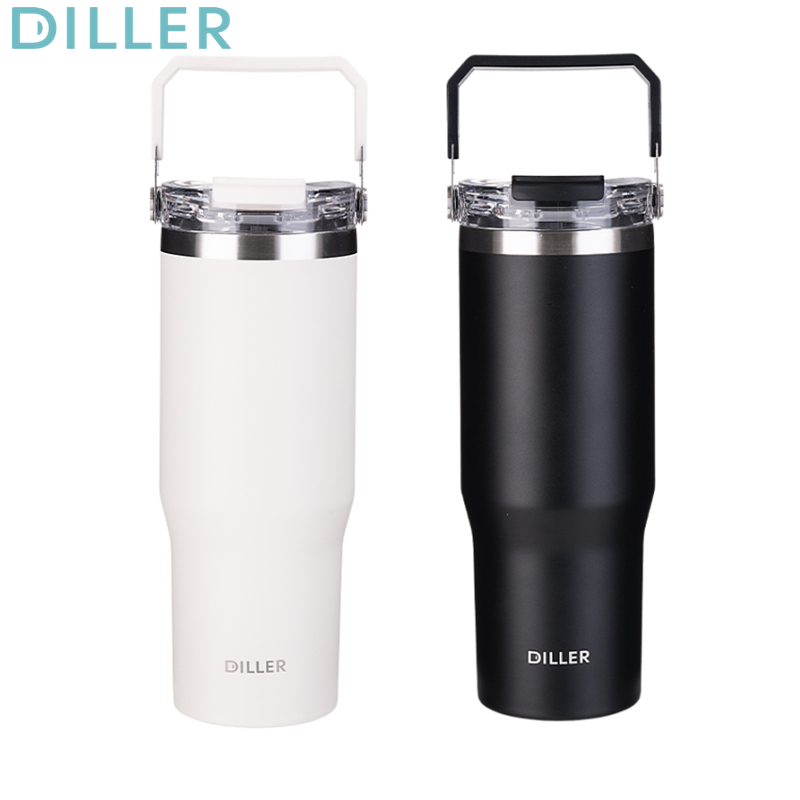 Diller Tumbler Thermos Mug With Handle And Straw SUS304 Stainless Steel Vacuum Insulated Travel Coffee Cup Water Bottle 620/950ml MLH9168