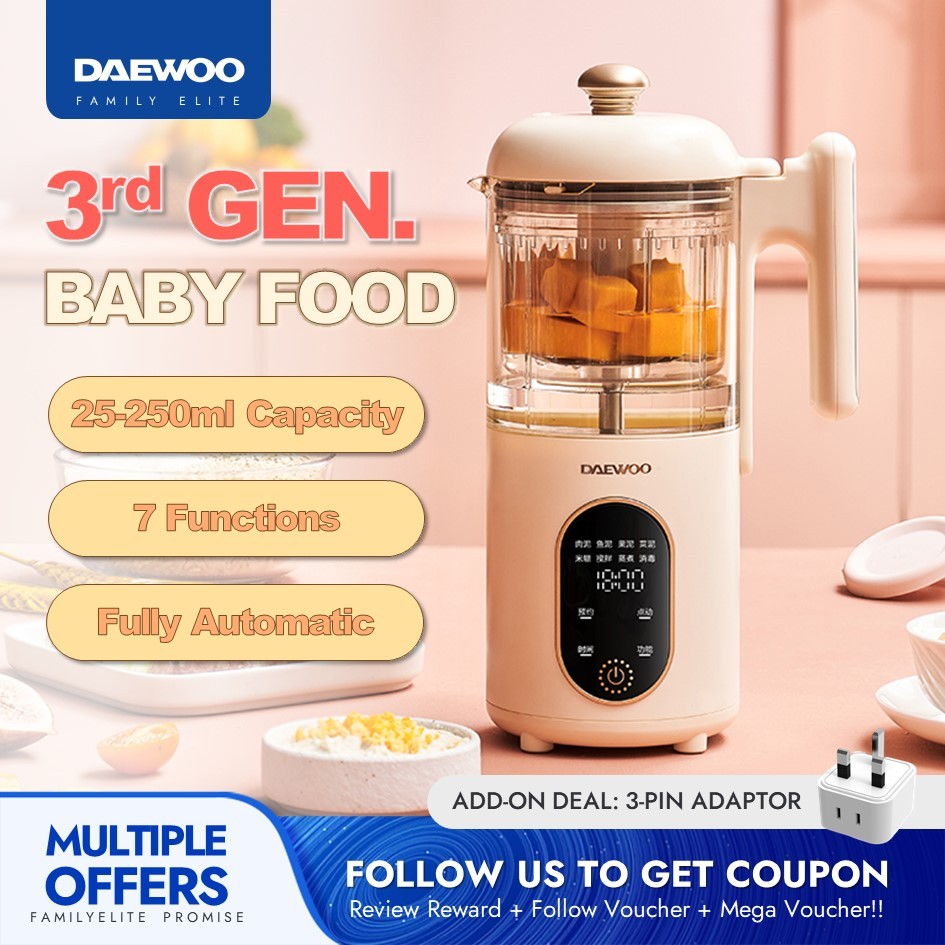 【Malaysia Stock】DAEWOO Baby Food Supplement Machine Baby Food Processor Automatic Cooking and Blending FS-01