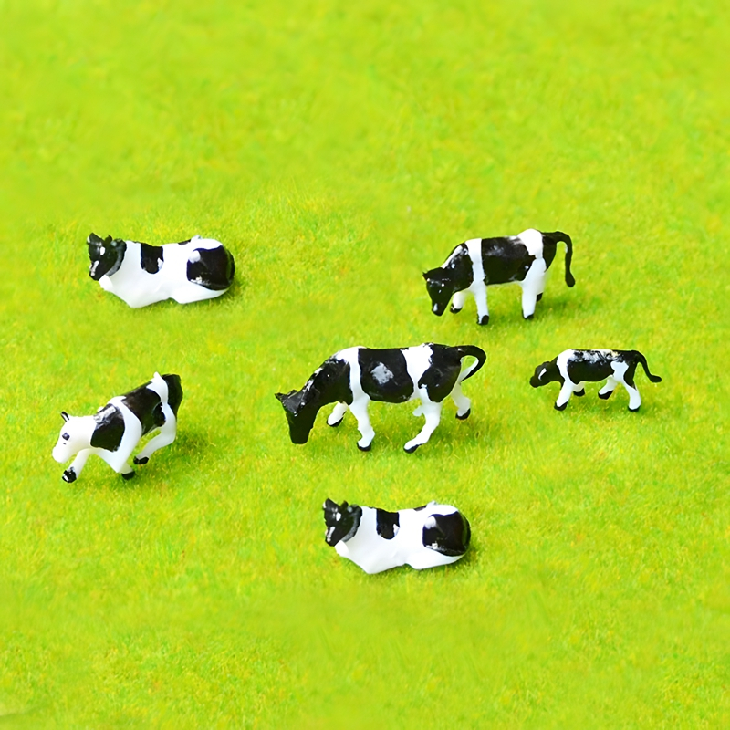 1 to 10pcs 1/87 Miniature Mini Cow Ox Bull Fake Cattle Horse Figurines Farm Models Fairy Garden Sandbox Landscape Action Figures Toys Ornaments Home Decoration