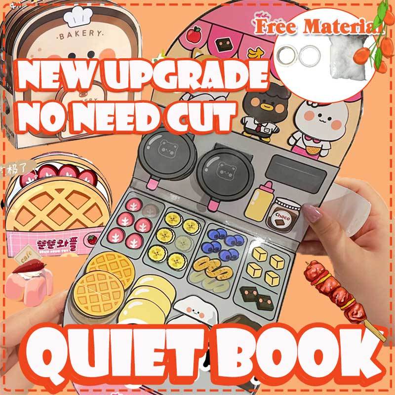 Creative Waffle Bread Fried Chicken Snack Bar Convenience Store Beauty Salon Handmade Toy Busy Book Cartoon Sanrio Decompress Quiet Book DIY Handmade Material Kit Toy Gift for Kids