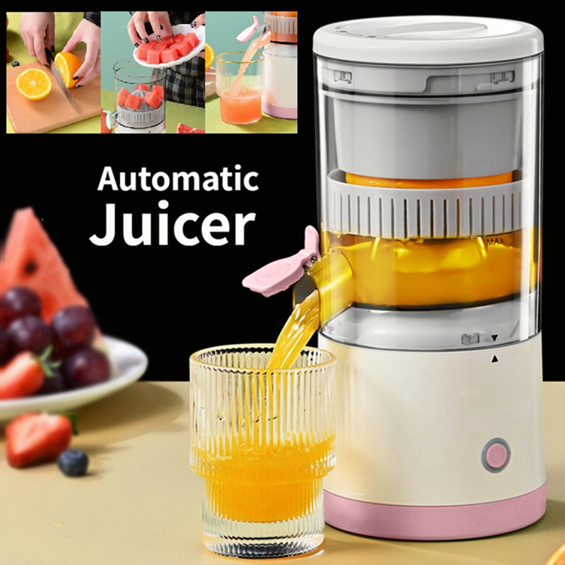 Cordless Electric Citrus Juicer Machine With Tap 2400mAh USB Rechargeable Hands-Free Portable Fruits Juice Blender 果汁机 榨汁机