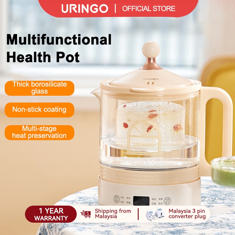 URINGO Electric Kettle Health Pot Multifunctional Food Grade Electric Glass Kettle 12H Appointment (1.5L)