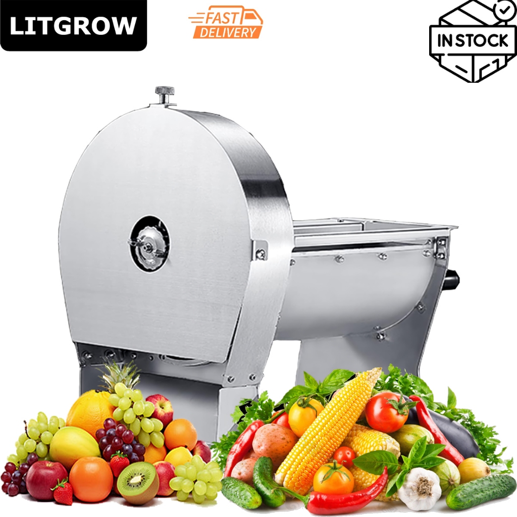 Litgrow Electric Food Slicer, 0-10mm Adjustable Thickness Slicer Machine with Removable 25cm Stainless Steel Blade and Food Carriage Deli Slicer, Vegetable/Fruit Jerky Meat Slicer