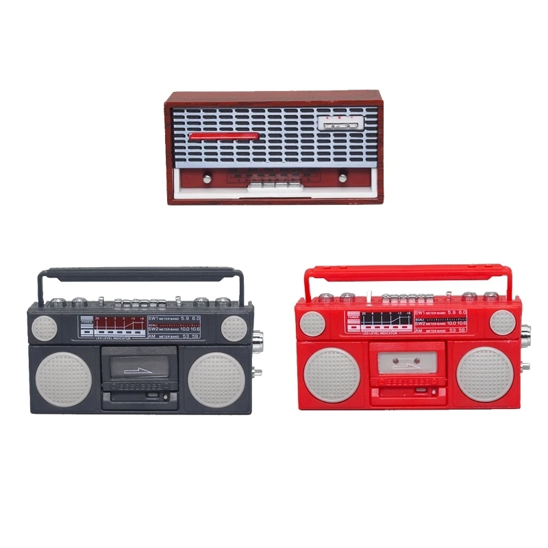 Miniature Retro Radio Tape Recorder Model Mini House Home Appliance Furniture 1/6 1/12 house Decoration Accessories Figurines Landscape Ornaments