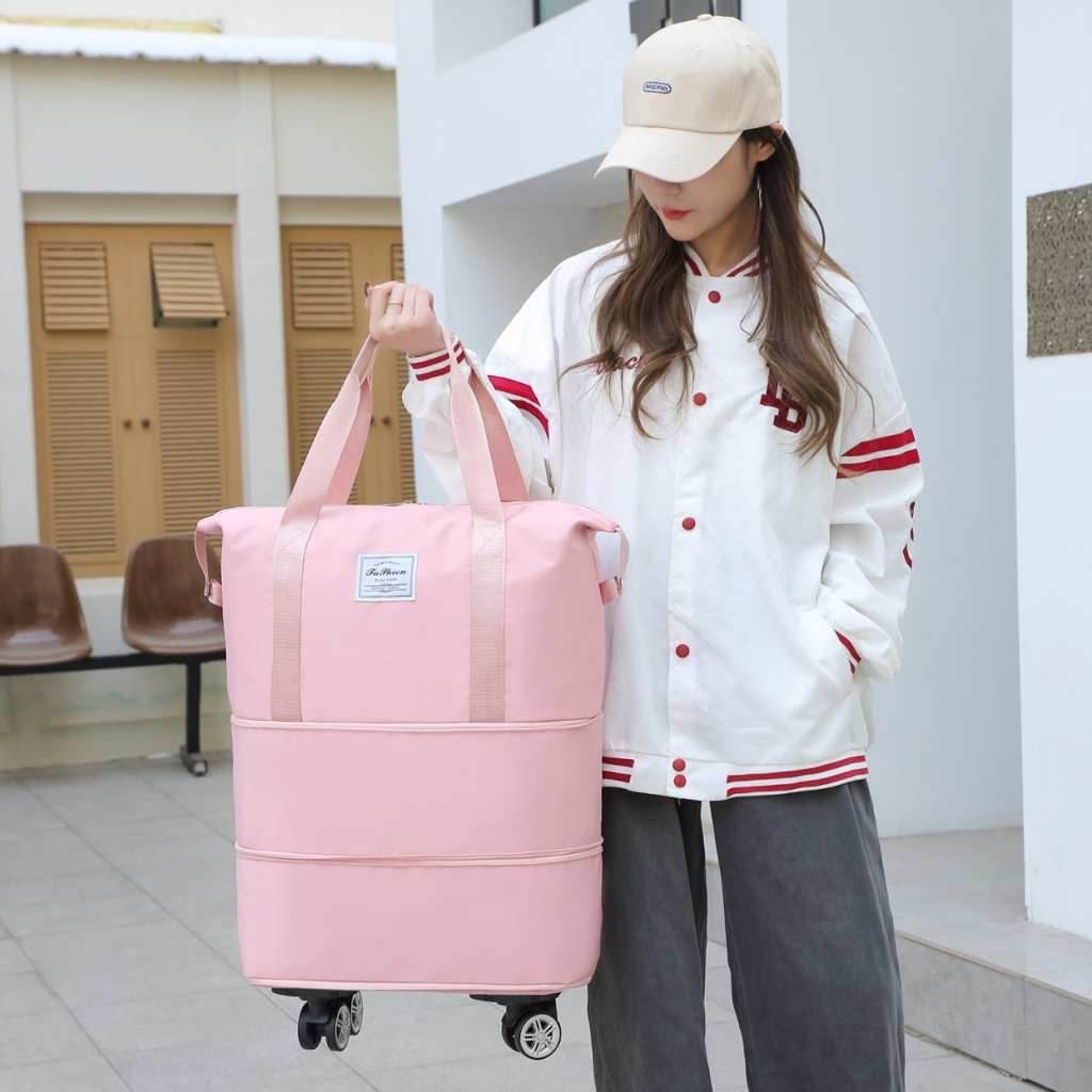 [6 Colors] Waterproof Large Capacity Travel Wheels Bag Foldable Short Trip Luggage Bag Expandable Portable Fitness Backpack