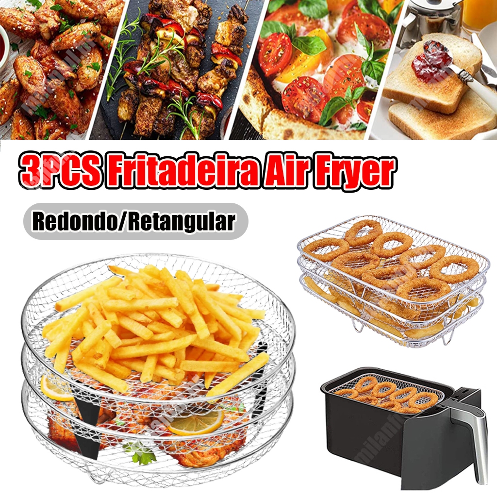 Air Fryer Three Stackable Dehydrator Racks 304 Stainless Steel Air Fryer Basket Tray Air Fryer Accessories SHOPCYC8465