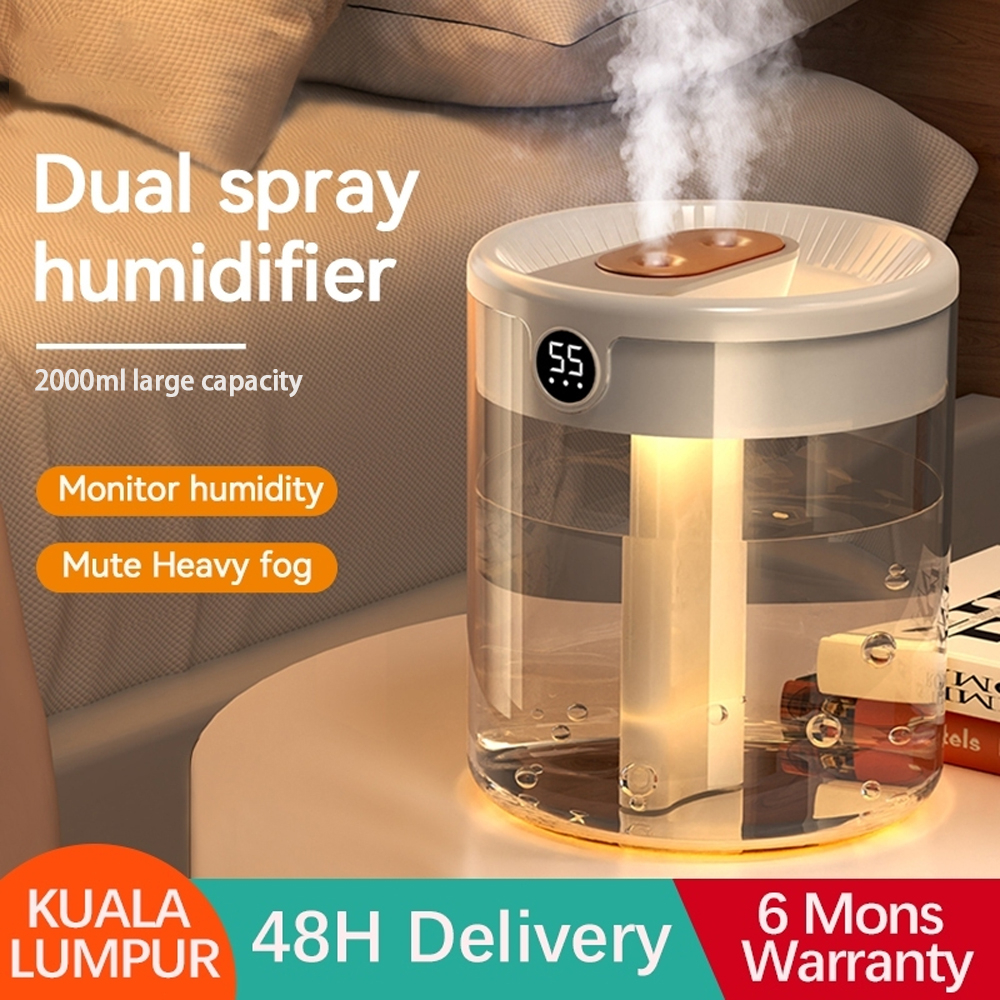 2000ML Flame Air Humidifier Household Large Volume Humidifier USB Silent Spray Aromatherapy Machine