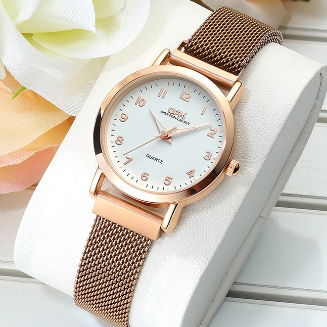 OPK Jam Tangan Perempuan Original Waterproof Magnet Luminous Minimalist Ladies Watch Women 手錶女 8115