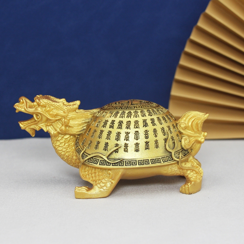 Dragon Turtle Golden Lucky Money Toad Feng Shui Figurines Sculpture Statue Fortune Wealth Home Decor Decoration Car Ornaments