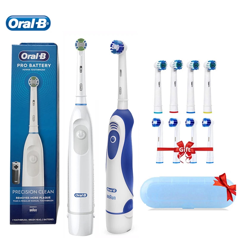 Oral B Adult Electric Toothbrush Oral Hygiene Teeth Brush Battery Powerd with 4 Gift Brush Heads