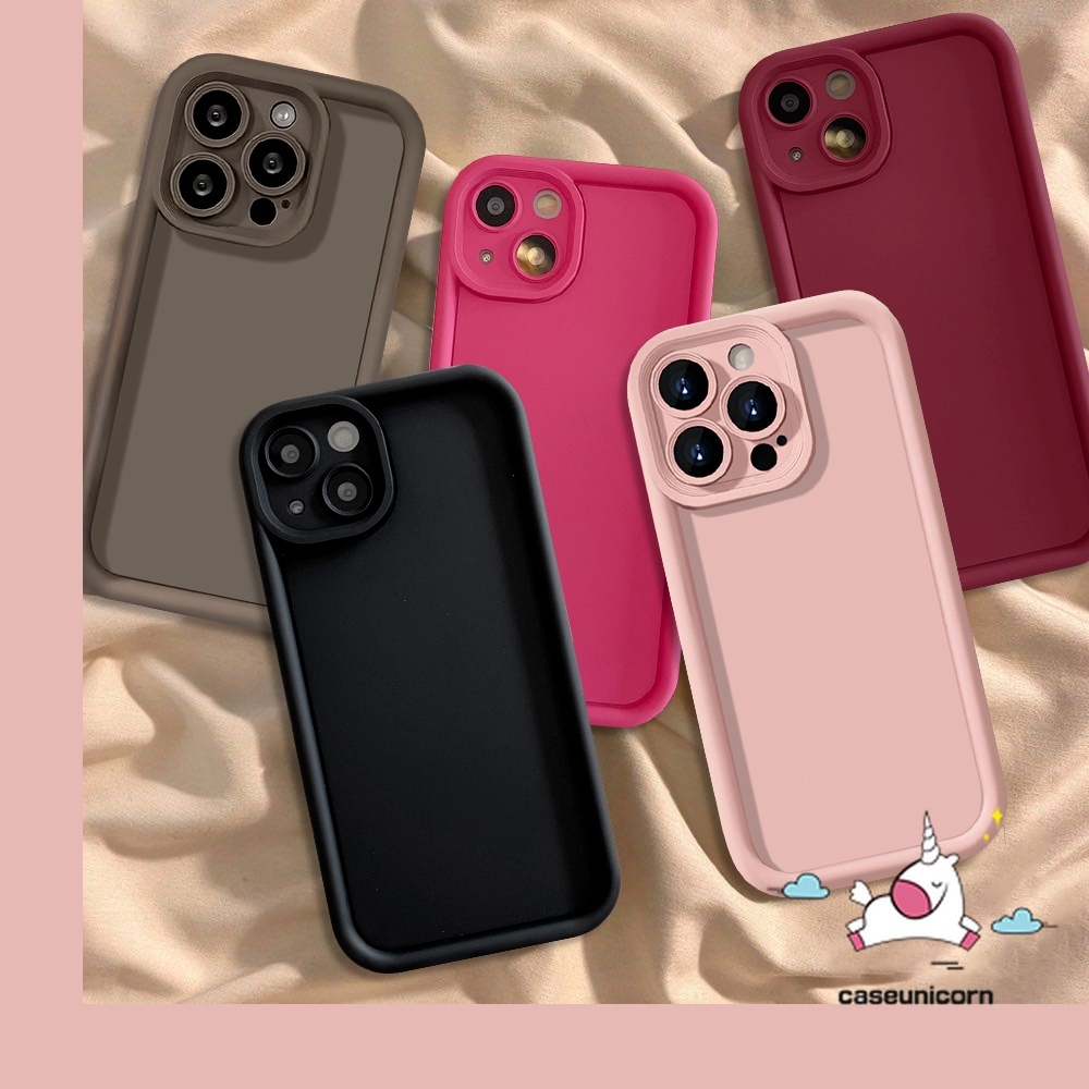 Simple Solid Color Liquid Silicon Case Compatible for IPhone 13 11 14 XR X 15 12 Pro Max XS MAX 7 8 6 6s Plus SE 2020 Shockproof Macaron Fluorescent Candy Color Angel Eyes Case