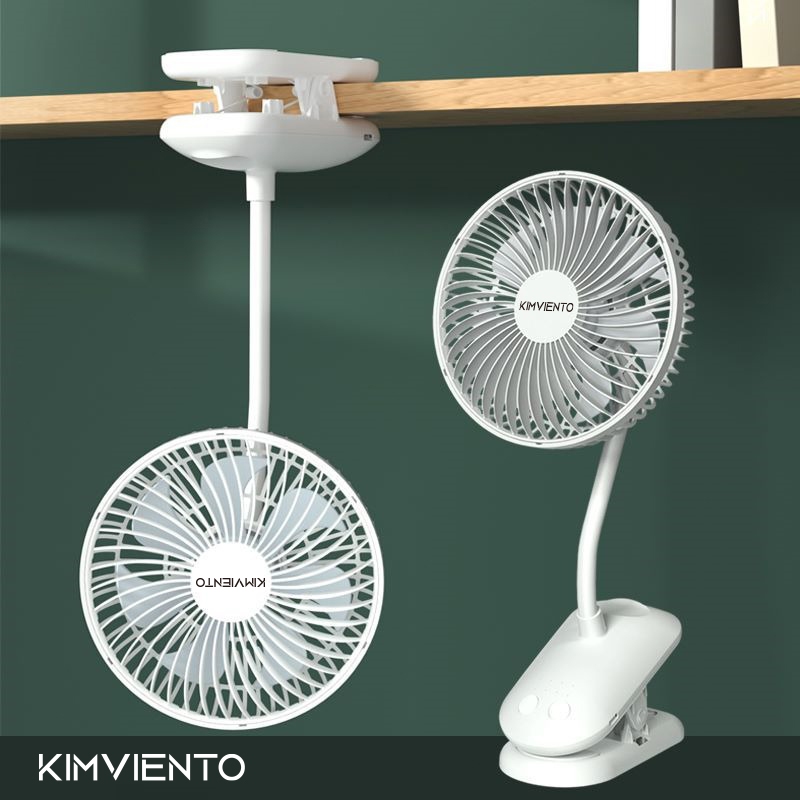 Kimviento 720° Adjustable USB Clip Fan 1800mAh Portable Rechargeable Mini Desk Fan Baby Stroller Fan Strong Airflow Clip on Kipas Table Fan with Battery Operate for Home Office