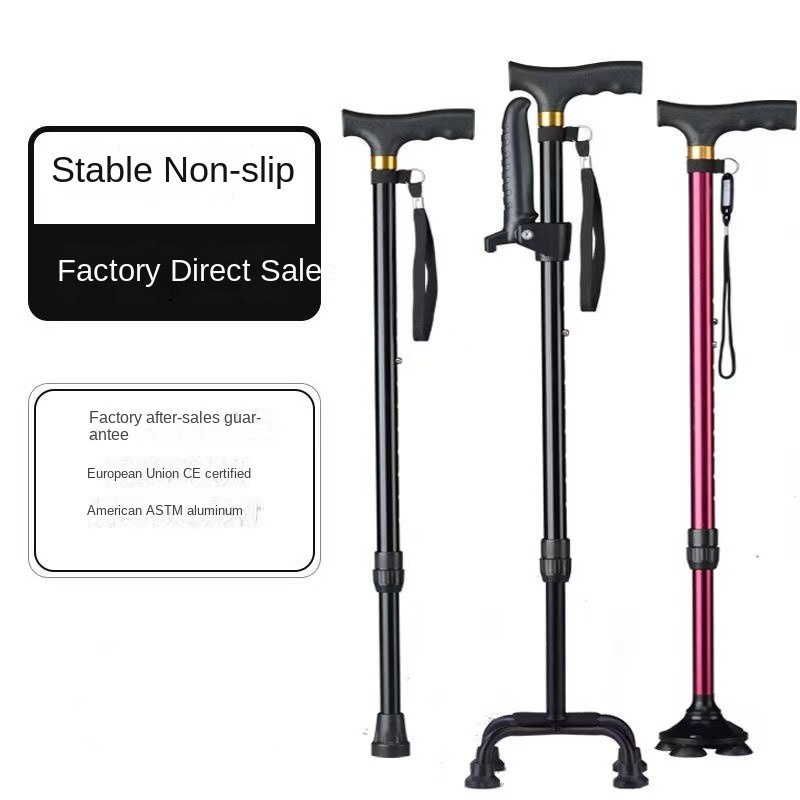 2026 Tongkat kaki tongkat hiking Koster walking stick for the elderly stretchable non-slip elderly walking stick lightweight aluminum alloy four foot cane stick cane walking aid