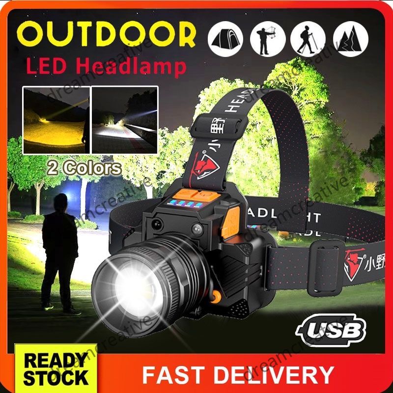 L2 LED Super Bright Outdoor Headlamp 3 Mode Rechargeable USB Rechargeables Headlight Head-Mounted Glare Flashlight IPX4 waterproof Camping lights