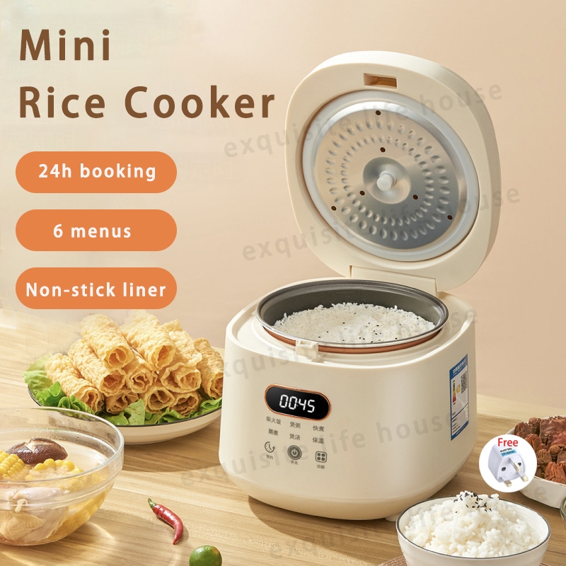 【Ready Stock】2L Mini Rice Cooker Electric Rice Cooker Multi Cooker Cooking Pot Non-stick Pot with Steamer 迷你电饭煲 電飯鍋