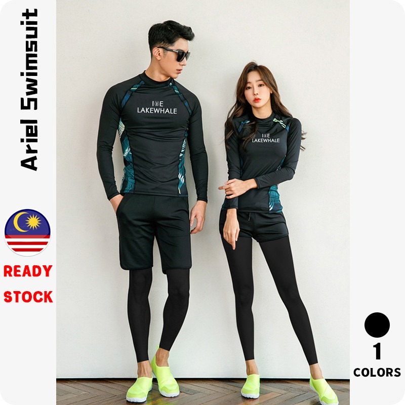 『Ariel』情侣泳装Swimsuit women and man潜水服Wetsuit Snorkeling suit Beachwear Surfing suit Couple suit Long sleeve Sun protection Split swimsuit Quick dry Breathable泳装男泳衣女