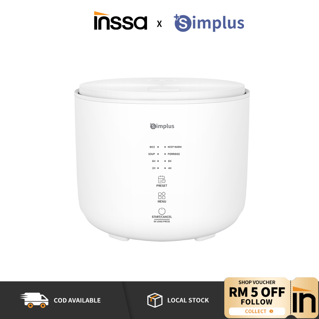 INSSA 2L Mini Rice Cooker Smart Home Mini Rice Cooker for 2-4 People 24H Keep Warm 4 Cooking Programs