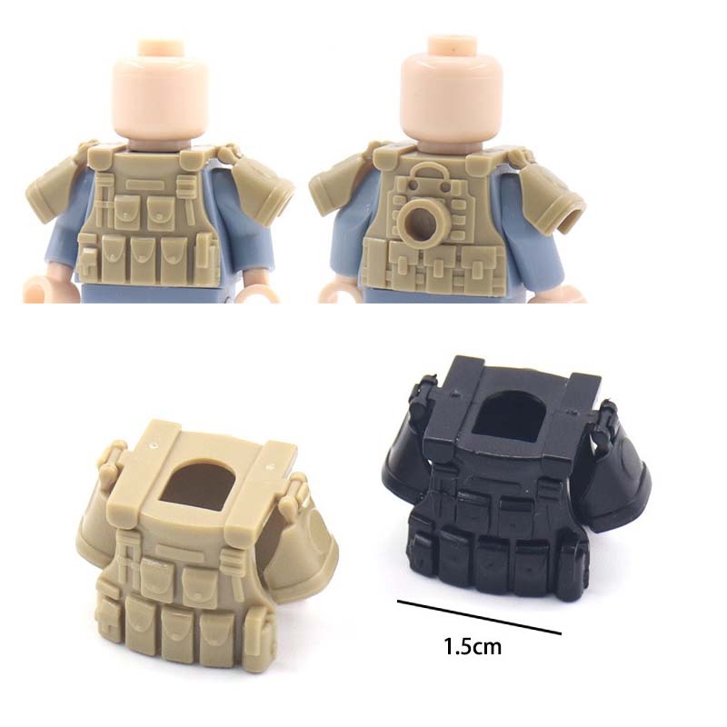 Military MOC Soldier Figurines Wearing Shoulder Armor Vest Small Particle Assembly Building Blocks DIY Children Toys