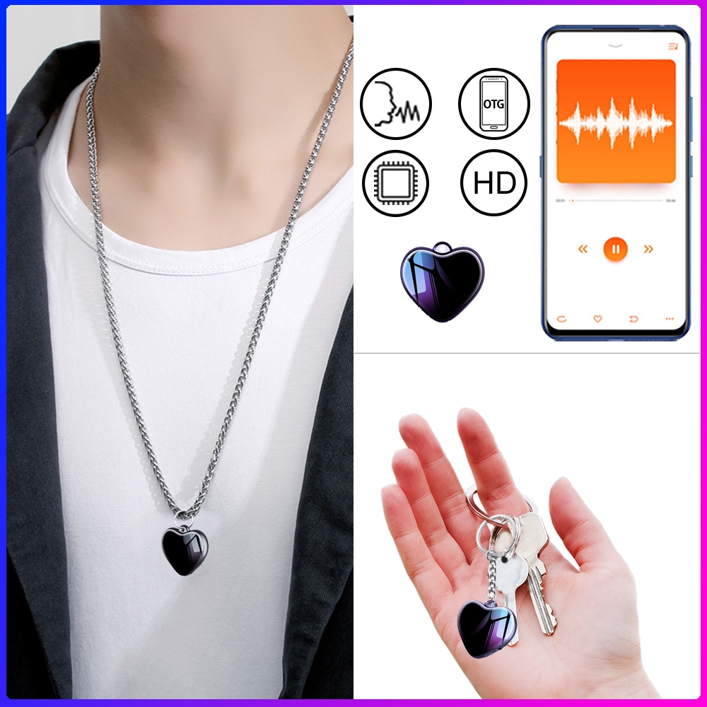 Mini Voice Activated Recorder Necklace Digital Audio Recording Keychain Listening Device Wearable Sound Professional Micro Dictaphone